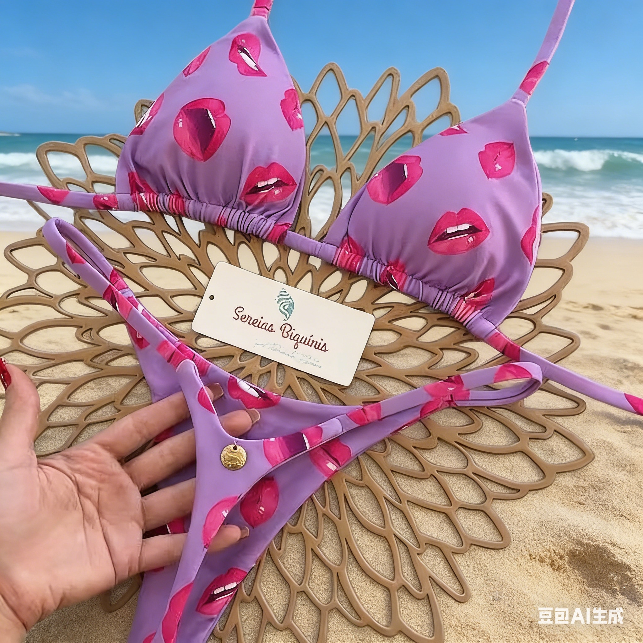 2026 European and American new bikini special fabric printed swimwear, beach sexy women's swimwear full figure