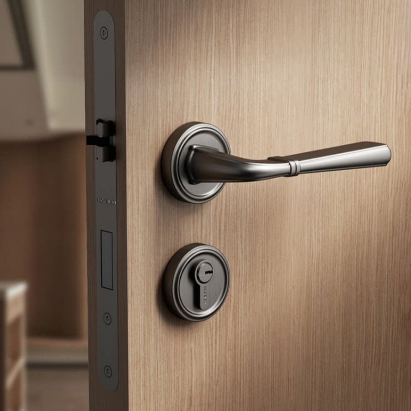 RENZ aluminum alloy door lock, old-fashioned anti-theft door handle lock, 120mm