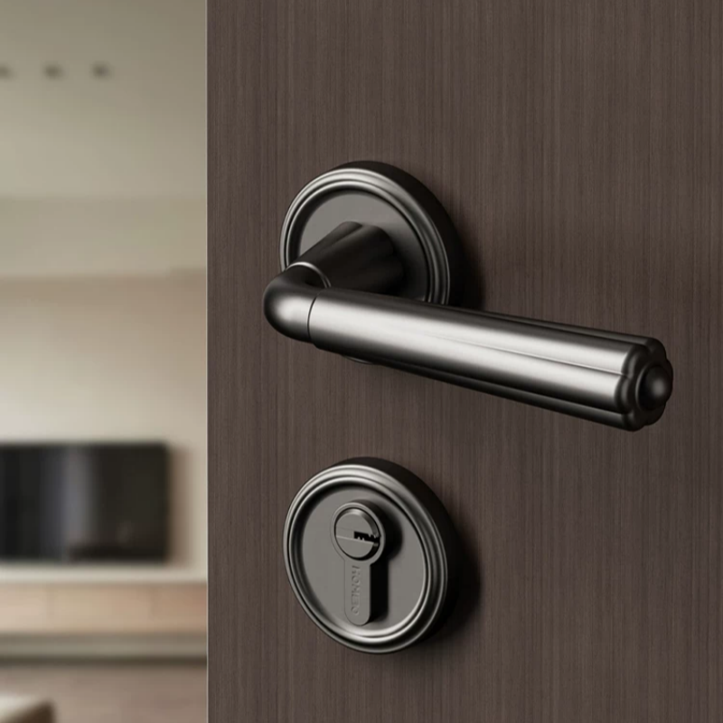 Haobao bedroom door lock magnetic silent room door lock French interior light luxury double door lock solid wood door handle