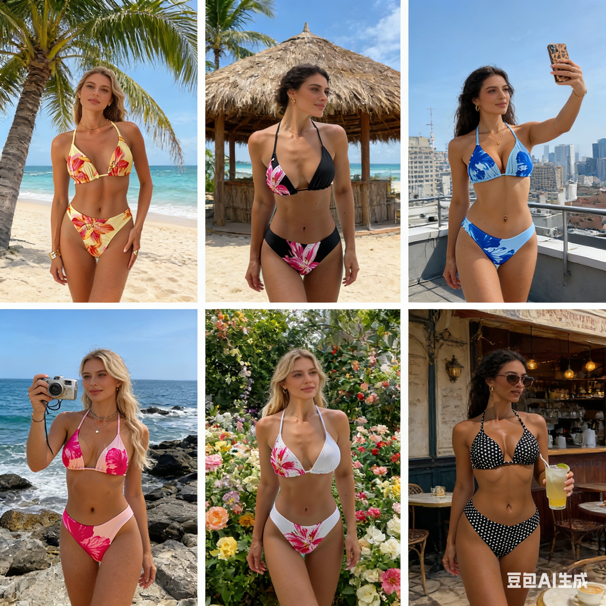2026 Cross-border SHEIN's best-selling printed sexy lace-up bikini two-piece swimsuit from Europe and America Specification drawing