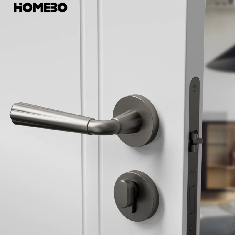 Haobao bedroom door lock magnetic silent room door lock French interior light luxury double door lock solid wood door handle Item Picture