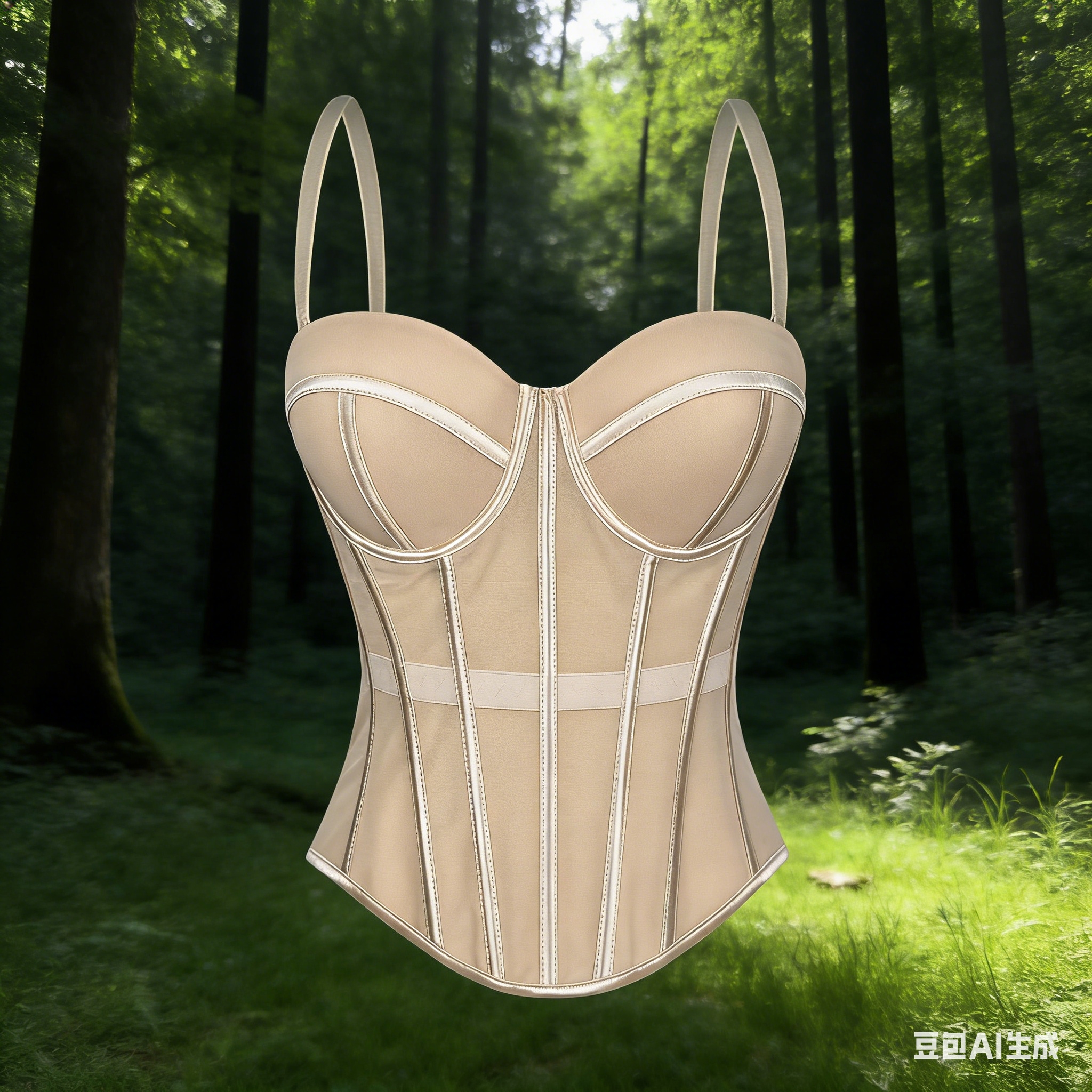European and American pure fishbone corset, knitted mesh solid color halter top, slimming and beautiful, with shoulder straps and chest pads, worn over the corset full figure