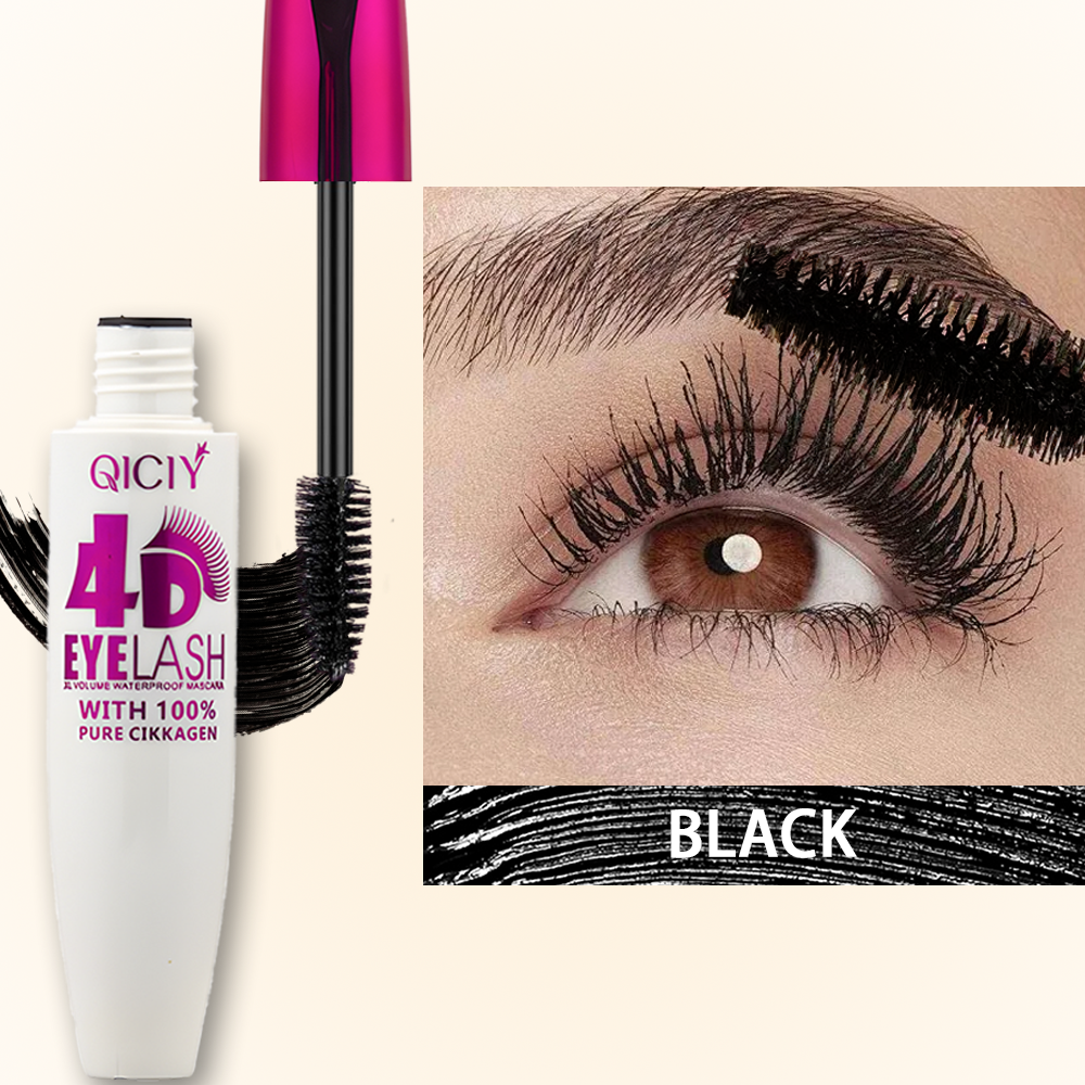 QICIY Mascara tube Mascara 4D three-dimensional makeup effect, slender and long-lasting without smudging, professional brush head, beginage-friendly beauty and makeup details Picture