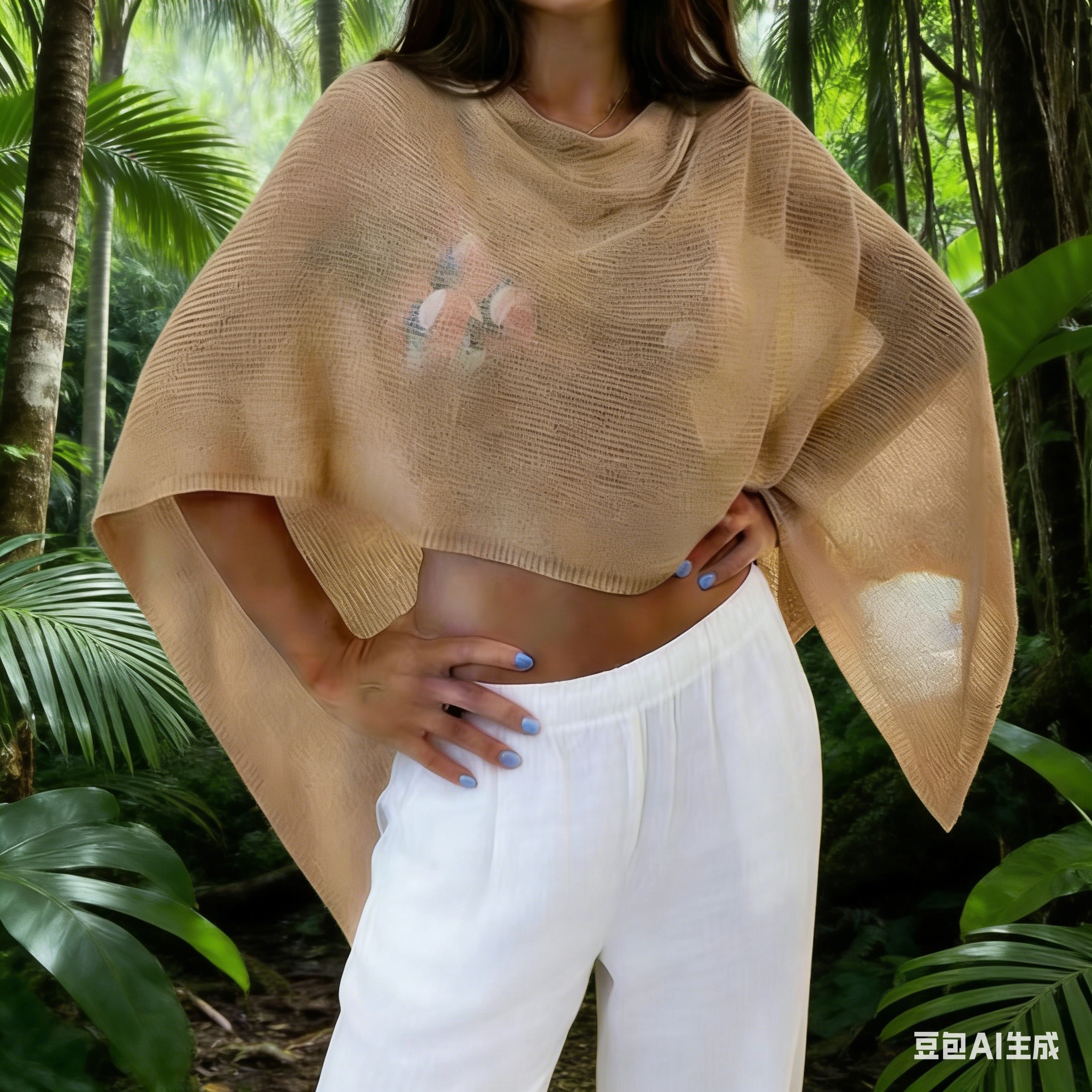 A new cross-border sexy vacation pullover knitted see-through sun-protective top from Europe and America, paired with a beach bikini and a smock full figure