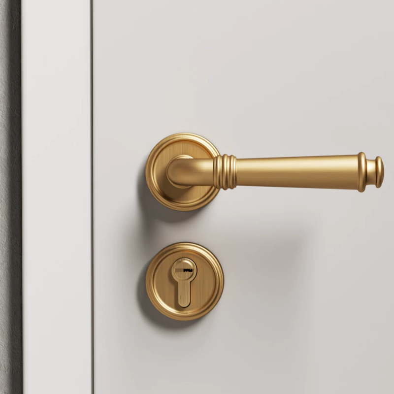 Haobao door locks, bedroom magnetic silent door locks, indoor door locks, household solid wood doors, bathroom split door handles, gold
