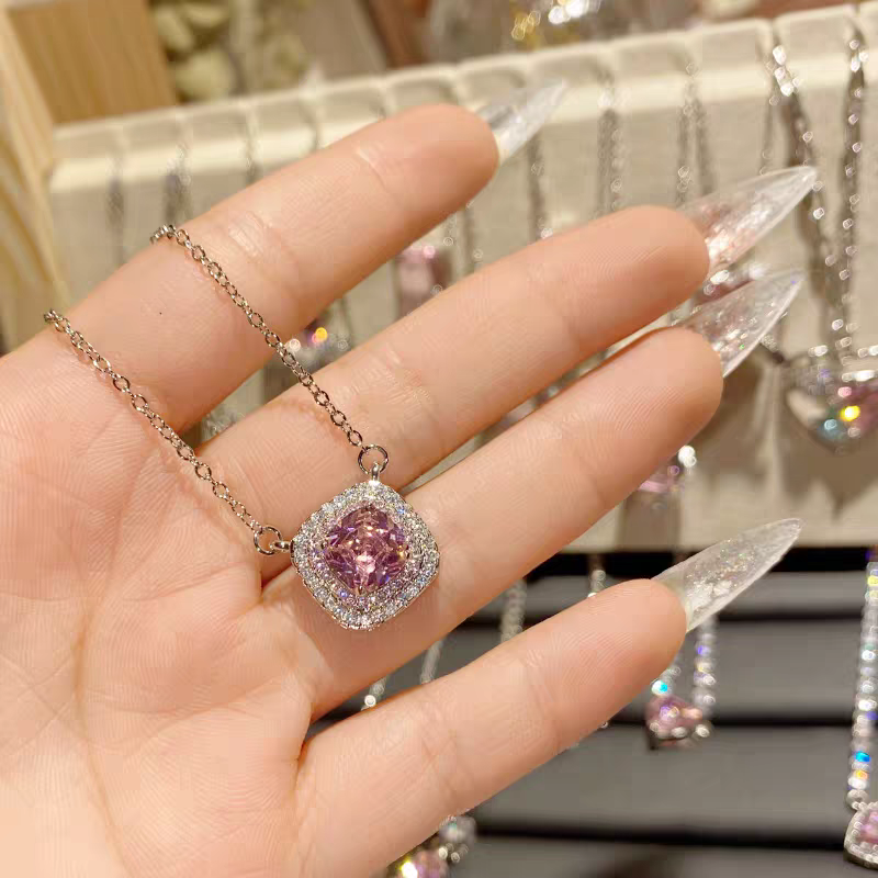 方糖玫瑰切彩色锆石锁骨链精致轻奢项链产品图