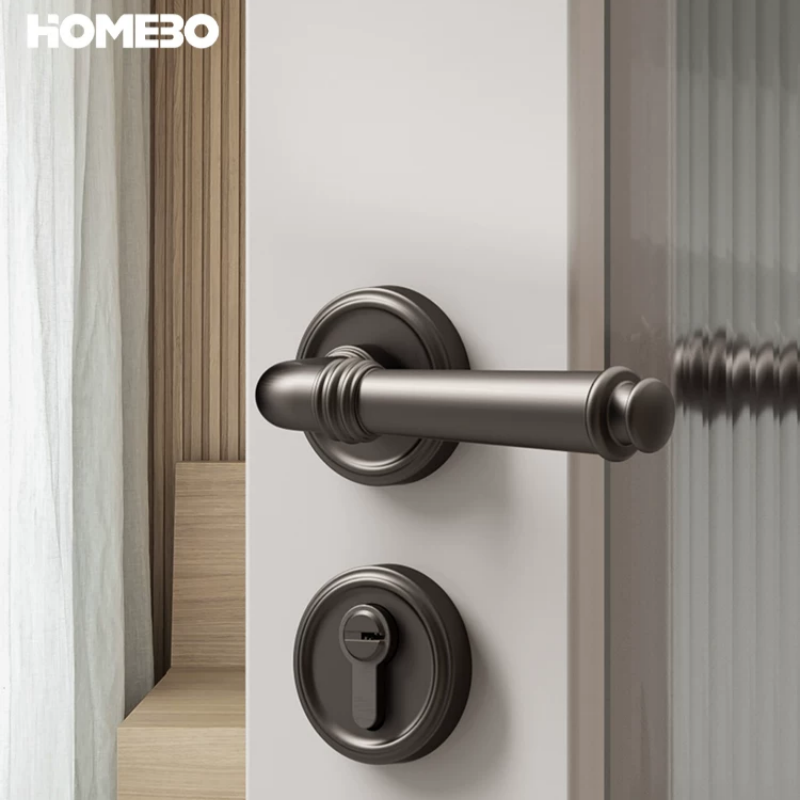 Haobao door locks, bedroom magnetic silent door locks, indoor door locks, household solid wood doors, bathroom split door handles, gold Specification image