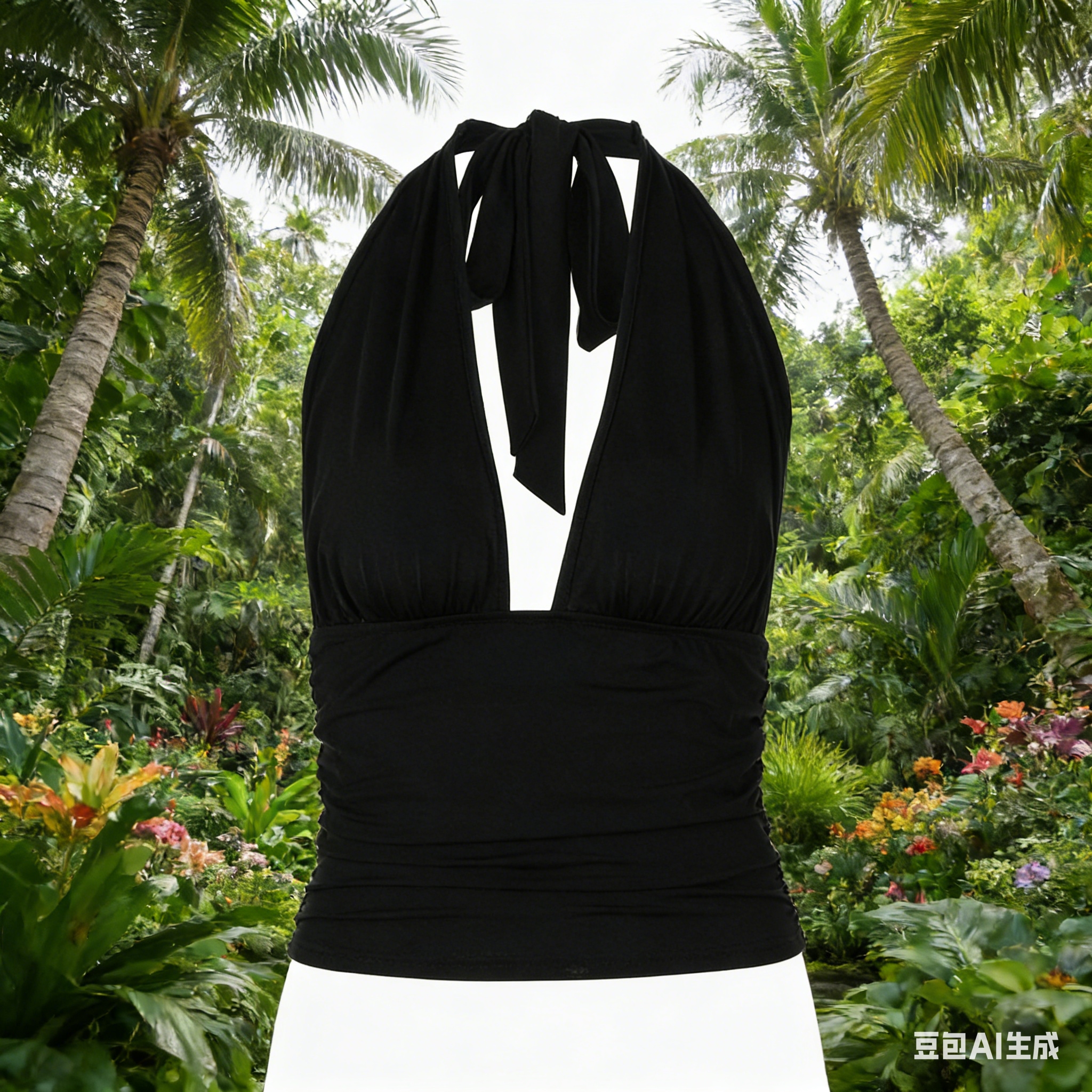 A new, versatile, smooth and comfortable, multi-color halter with elastic and fashionable V-neck vest for women in the ins style of Europe and America Item Picture