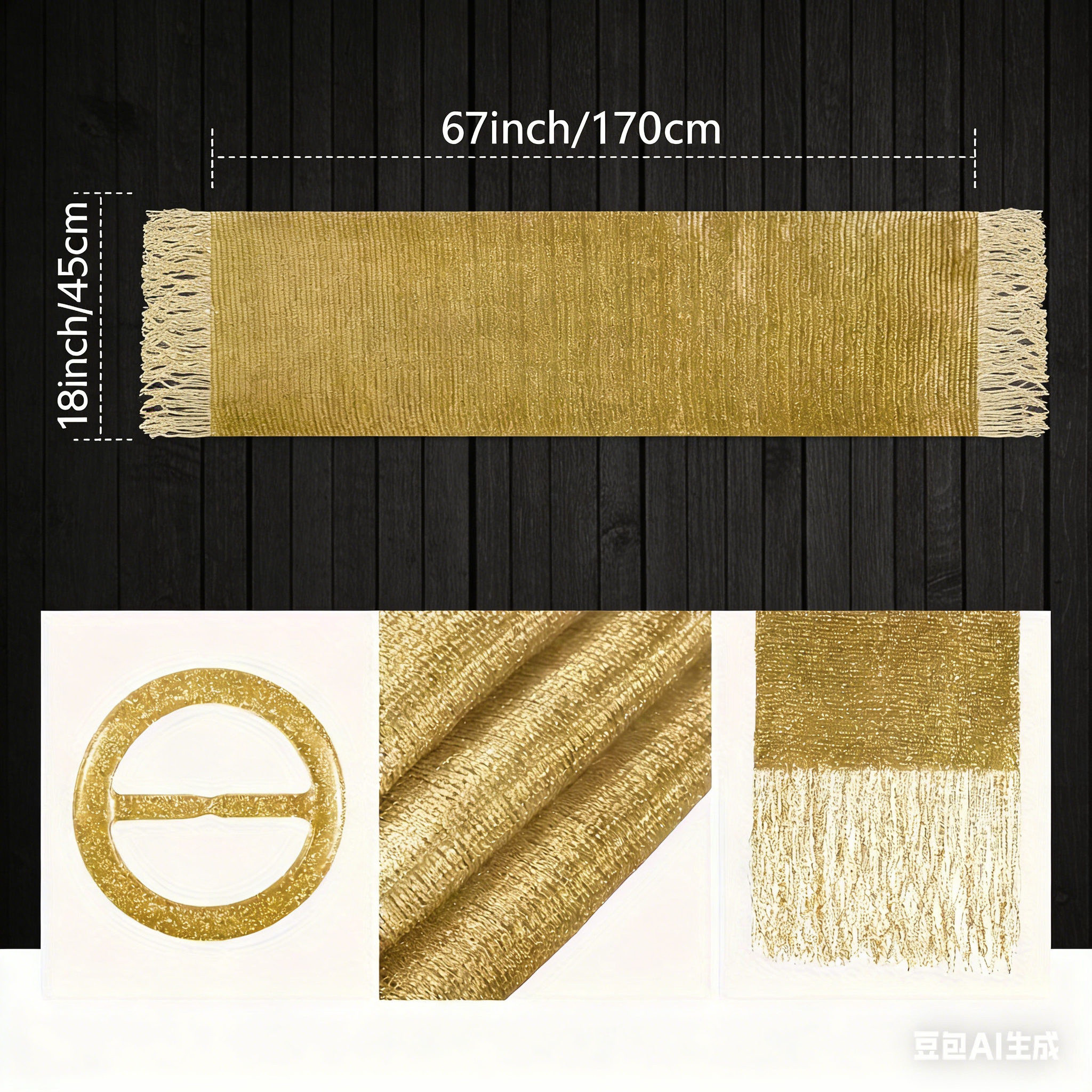 Cross-border European and American best-selling gold and silver thread beach and beach play flat scarves, tassel scarves, dinner party, dance party and wedding costumes Specification drawing