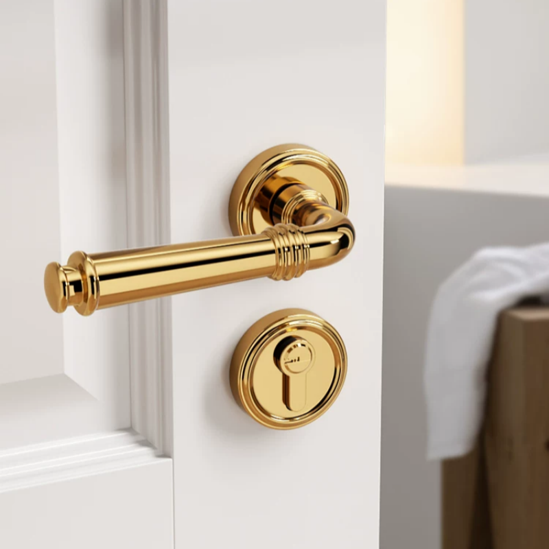 Haobao door locks: Bedroom magnetic silent door locks, interior door locks, household solid wood doors, bathroom split door handles, grey Application Scenario