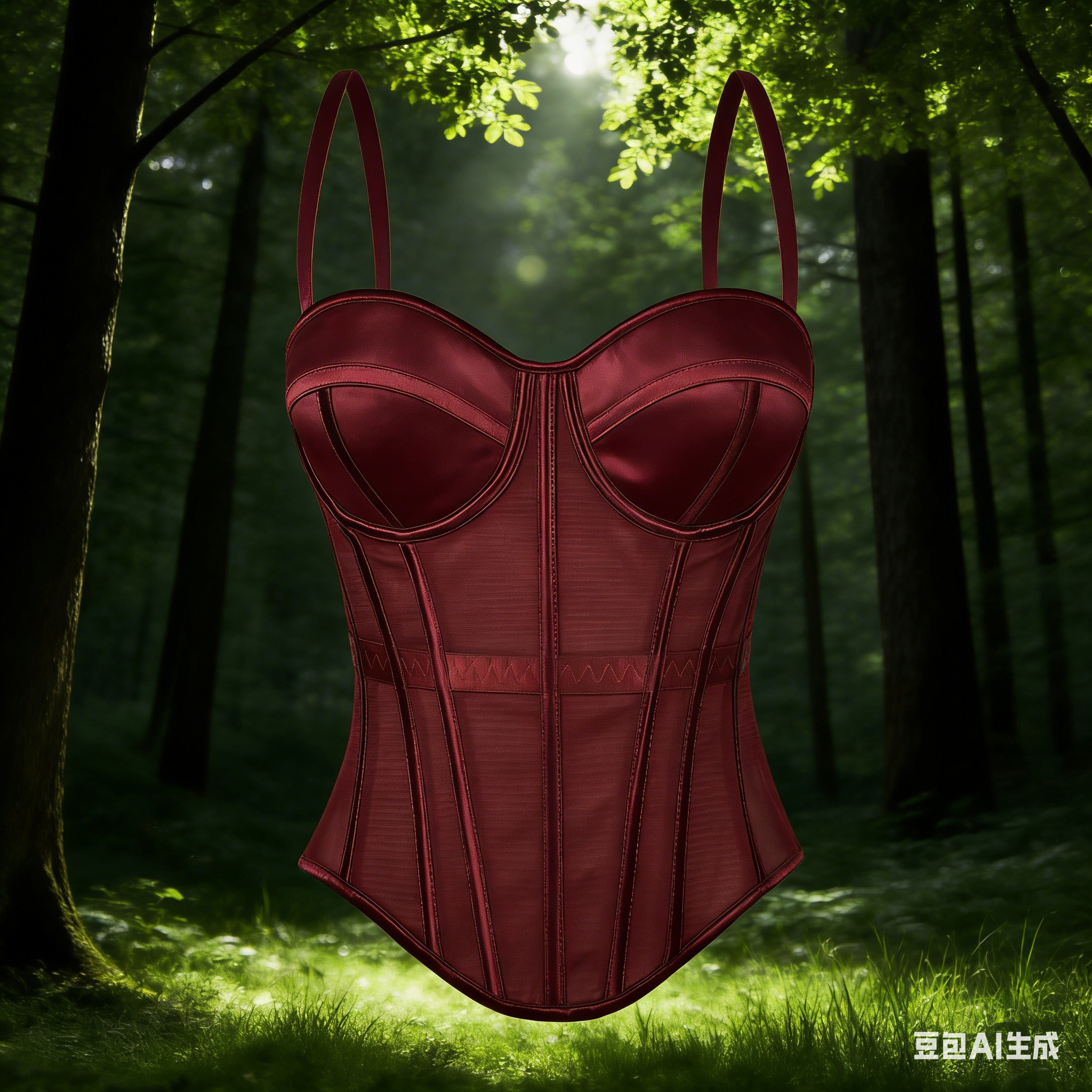 European and American pure fishbone corset, knitted mesh solid color halter top, slimming and beautiful, with shoulder straps and chest pads, worn over the corset Specification drawing