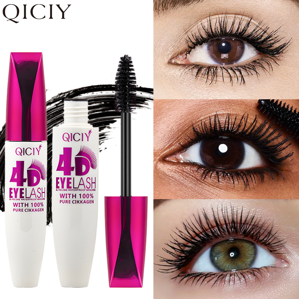 QICIY Mascara tube Mascara 4D three-dimensional makeup effect, slender and long-lasting without smudging, professional brush head, beginage-friendly beauty and makeup