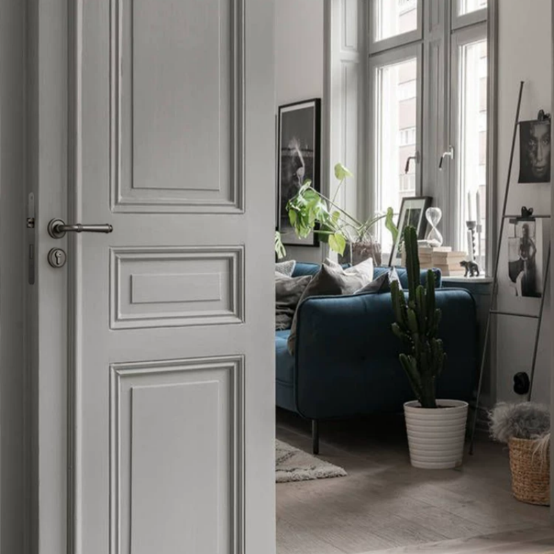 Haobao door locks: Bedroom magnetic silent door locks, interior door locks, household solid wood doors, bathroom split door handles, grey Item Picture