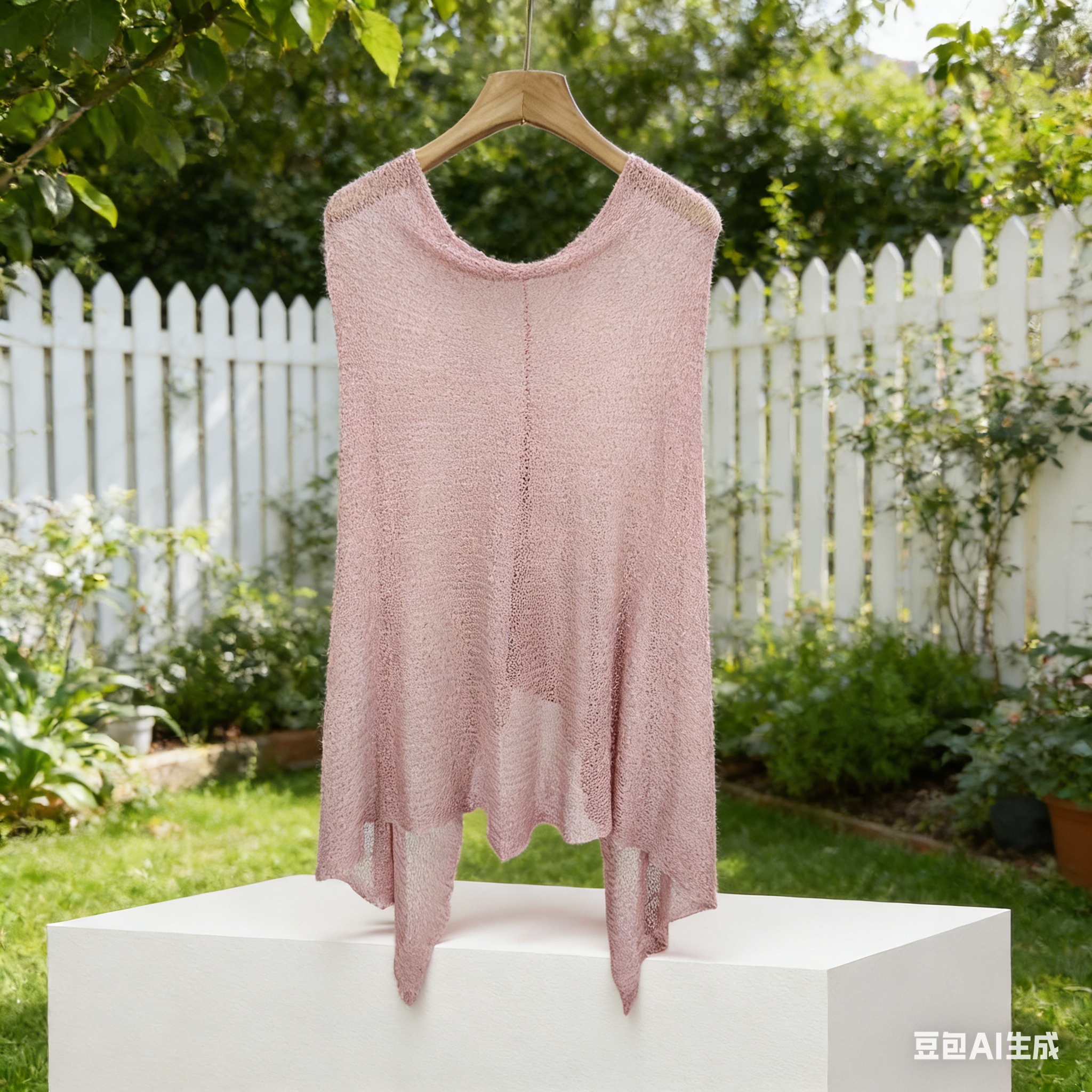 Irregular bat-sleeved cape sun-protective knitted sweater for women, a unique American style summer one-shoulder loose see-through thin top Application Scenario