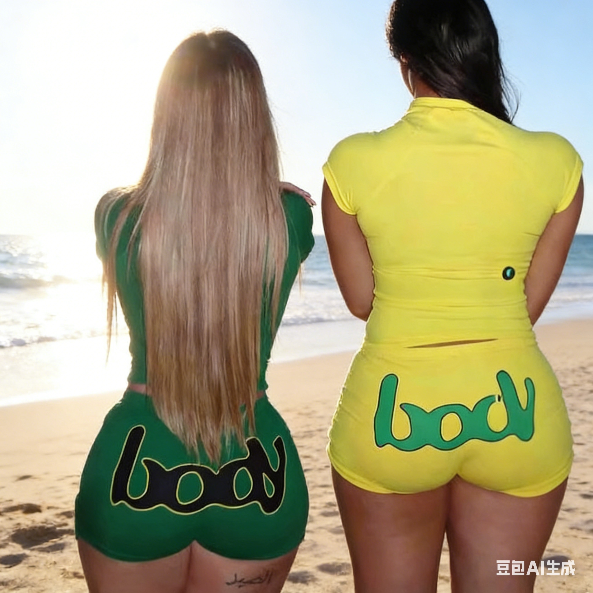 Cross-border European and American sexy color-blocking short-sleeved jumpsuit, tight shorts, hot girl sporty slimming and shaping short-sleeved set details Picture