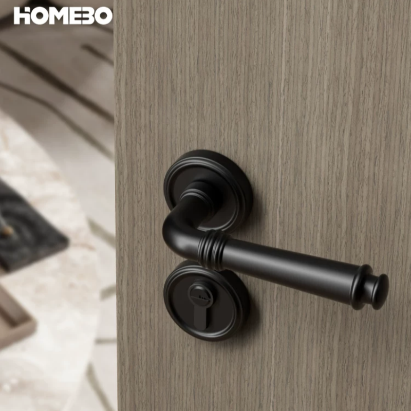 Haobao door locks: Bedroom magnetic silent door locks, interior door locks, household solid wood doors, bathroom split door handles, grey details Picture