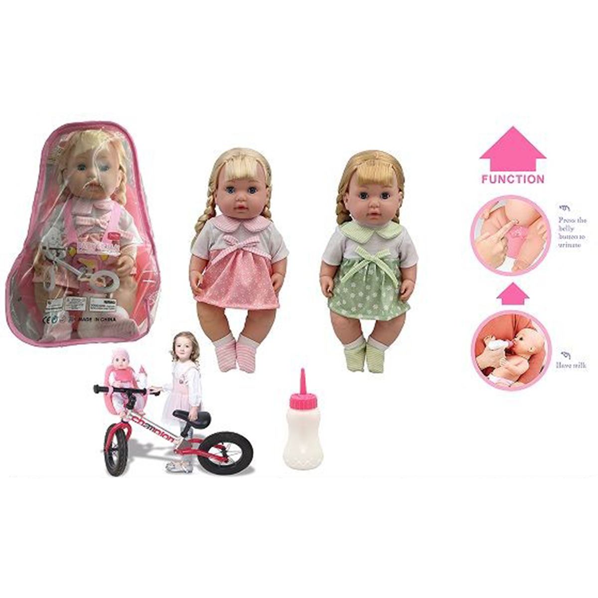 新洋娃娃高端宝宝娃娃玩具14寸搪胶PS注塑身，活眼娃娃带喝水/撒尿，6声IC opp袋装系列扮家家酒玩具-16