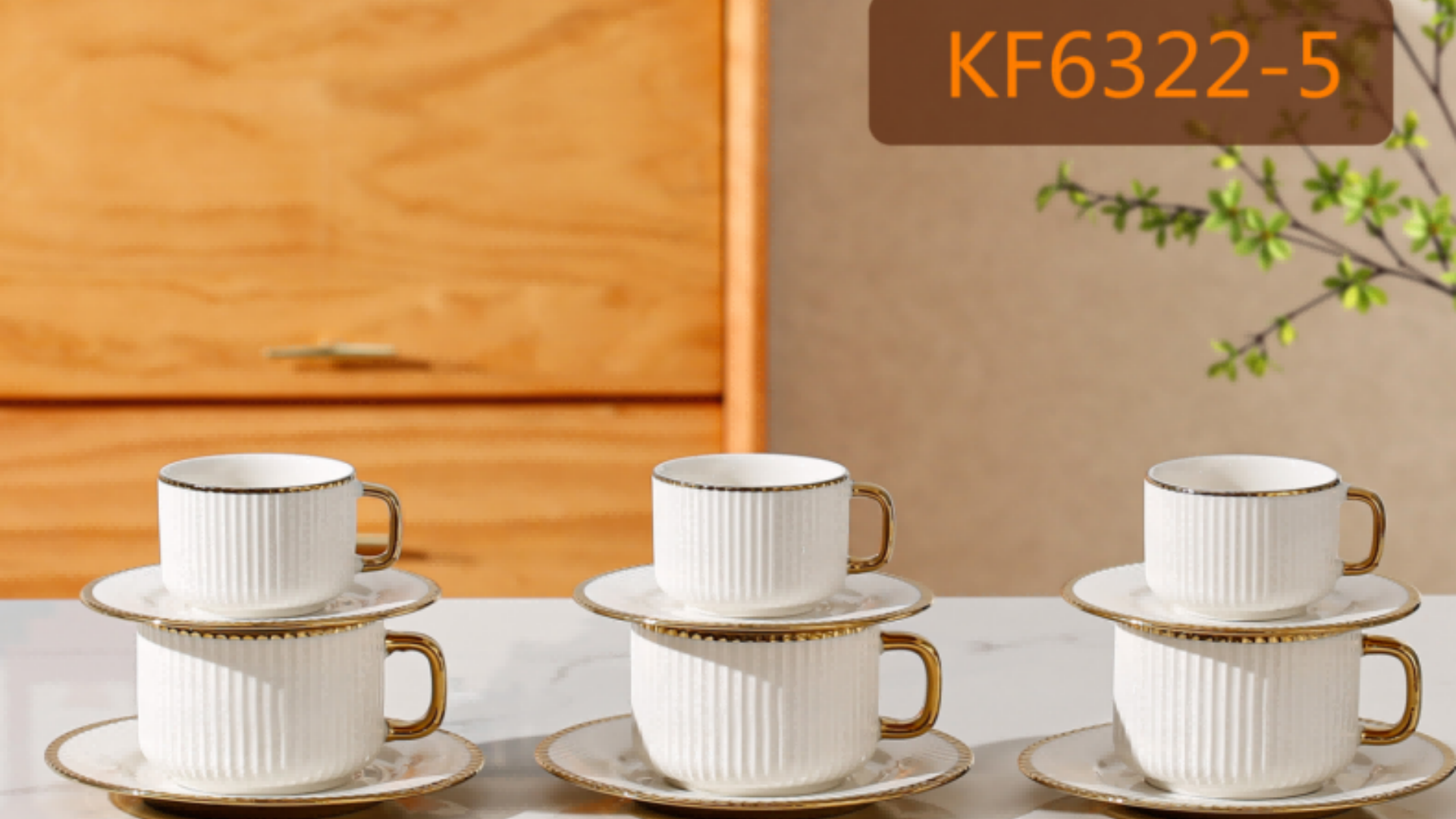 Factory direct sales of Nordic minimalist ceramic cups with gold edges, high-end and light luxury Arabian and Middle Eastern cups and plates, electroplated cups and plates sets