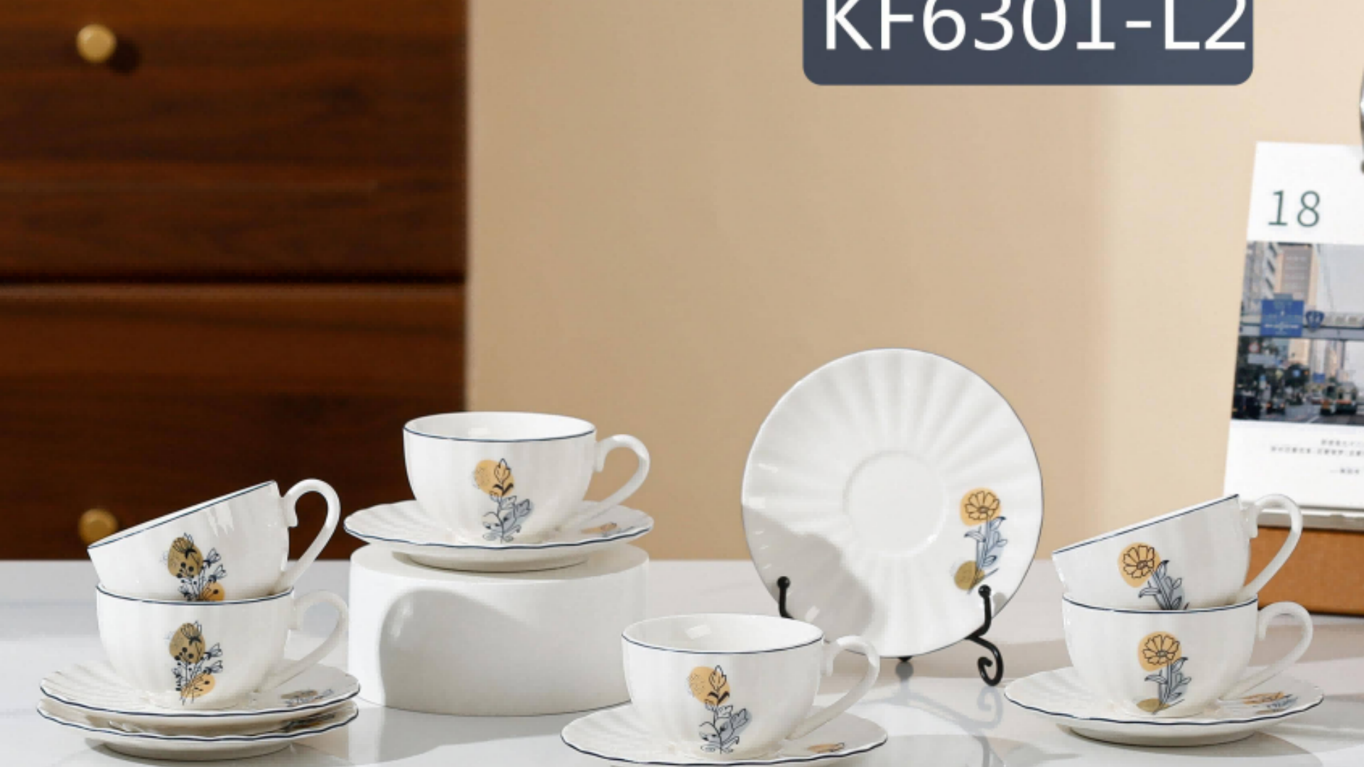 Cross-border hot gold-embossed European-style afternoon tea cup and saucer set, 6 cups and 6 saucers, home ceramic coffee cups, red tea cups, ceramic cups Application Scenario