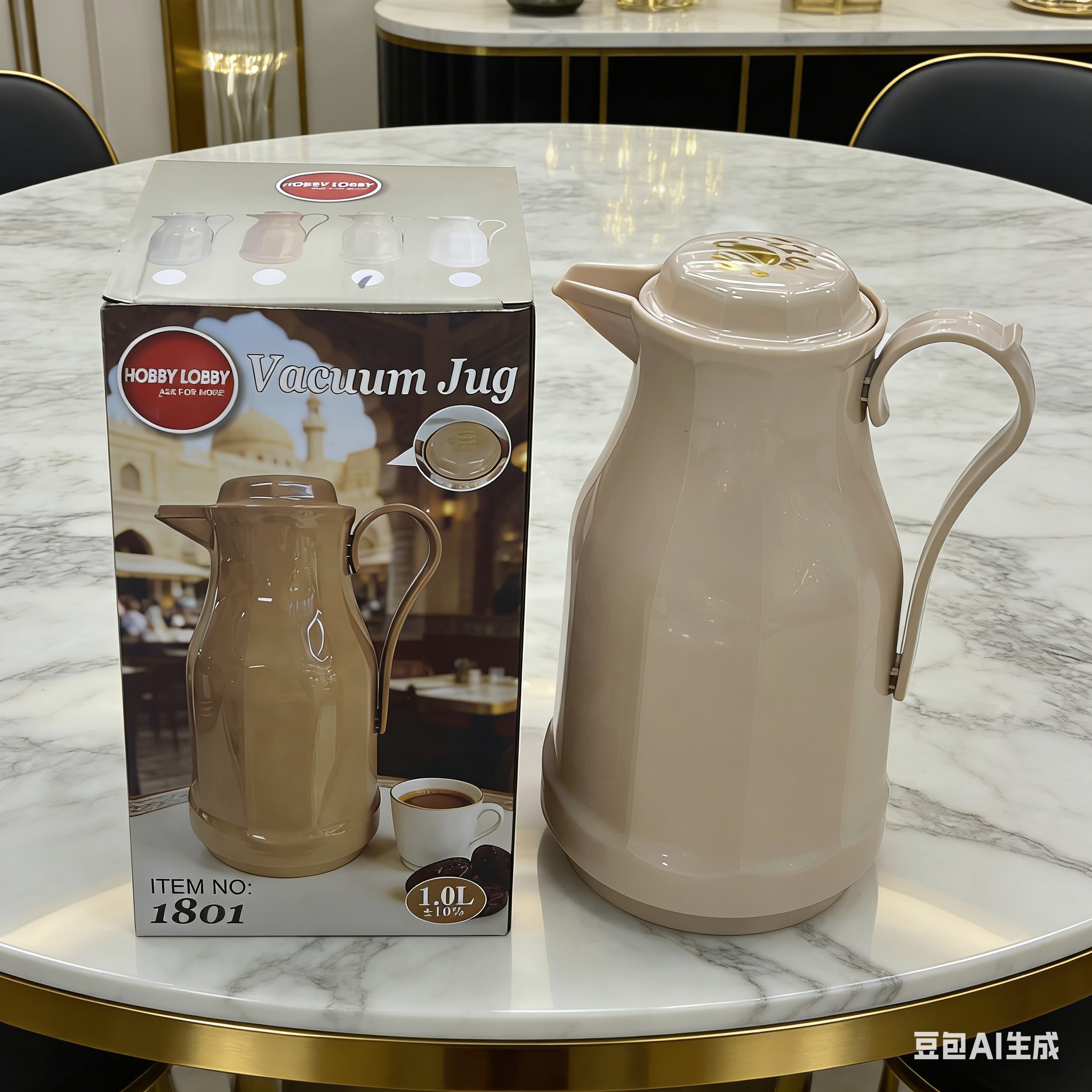 Milk apricot-colored retro thermos flask 1L long-lasting thermos flask for home, office and commercial use details Picture