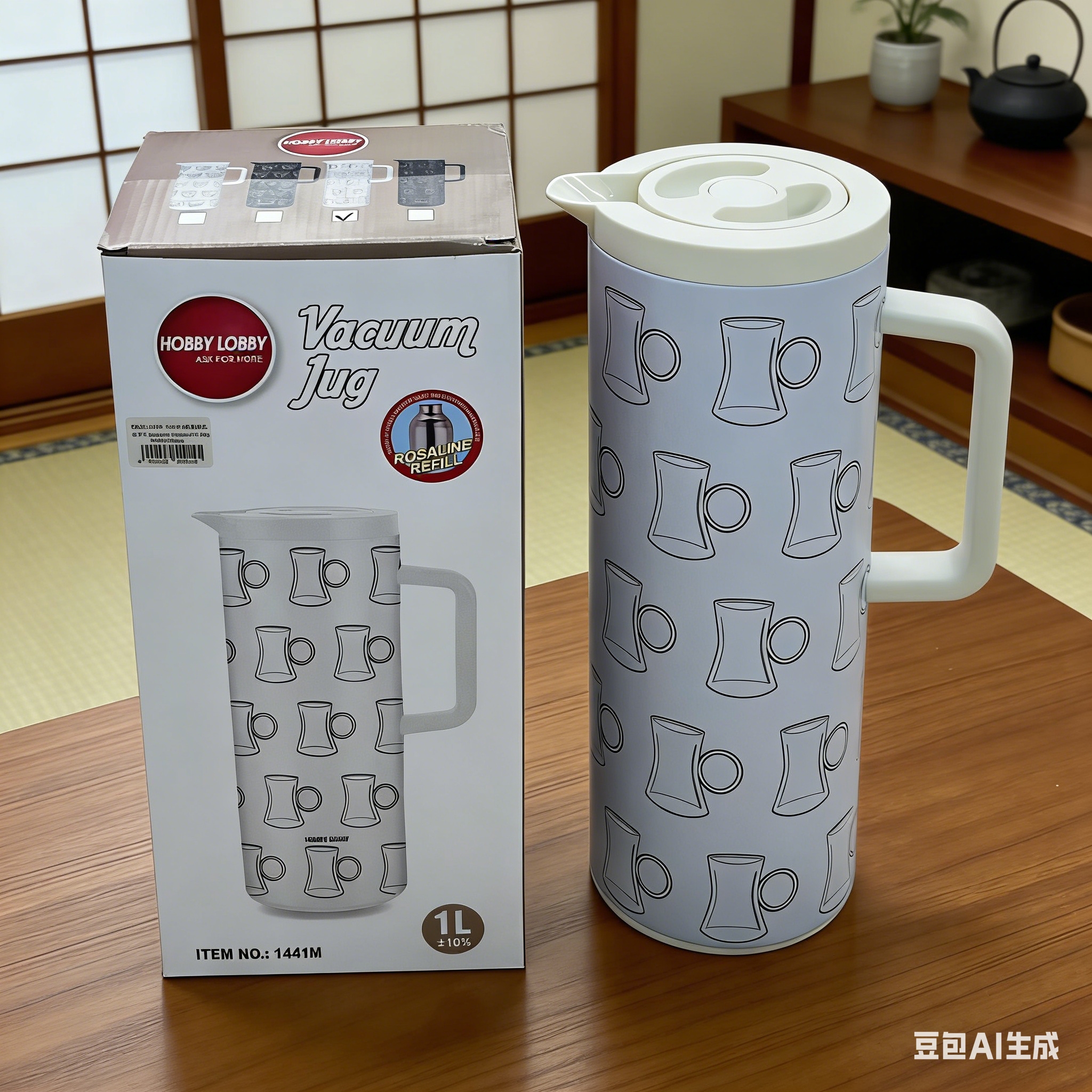 Fresh and simple cup pattern thermos flask, 1L large capacity thermos flask, home, office and guest thermos flask details Picture