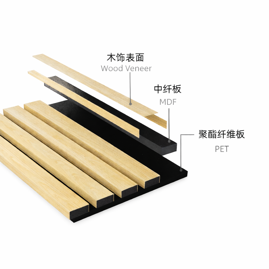 Wood veneer MDF composite grating sound-absorbing wall panels are flame-retardant, environmentally friendly, and available in multiple colors. Sound-absorbing and sound-insulating materials are also available details Picture