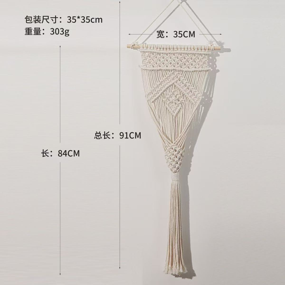 Hand-woven tapestries, dried flowers, wall decorations, ins style, simple wall hangings, cotton rope weaving, artistic and fresh style, bedroom, living room, background wall soft furnishings, homestay, photo atmosphere, and good decoration items Application Scenario