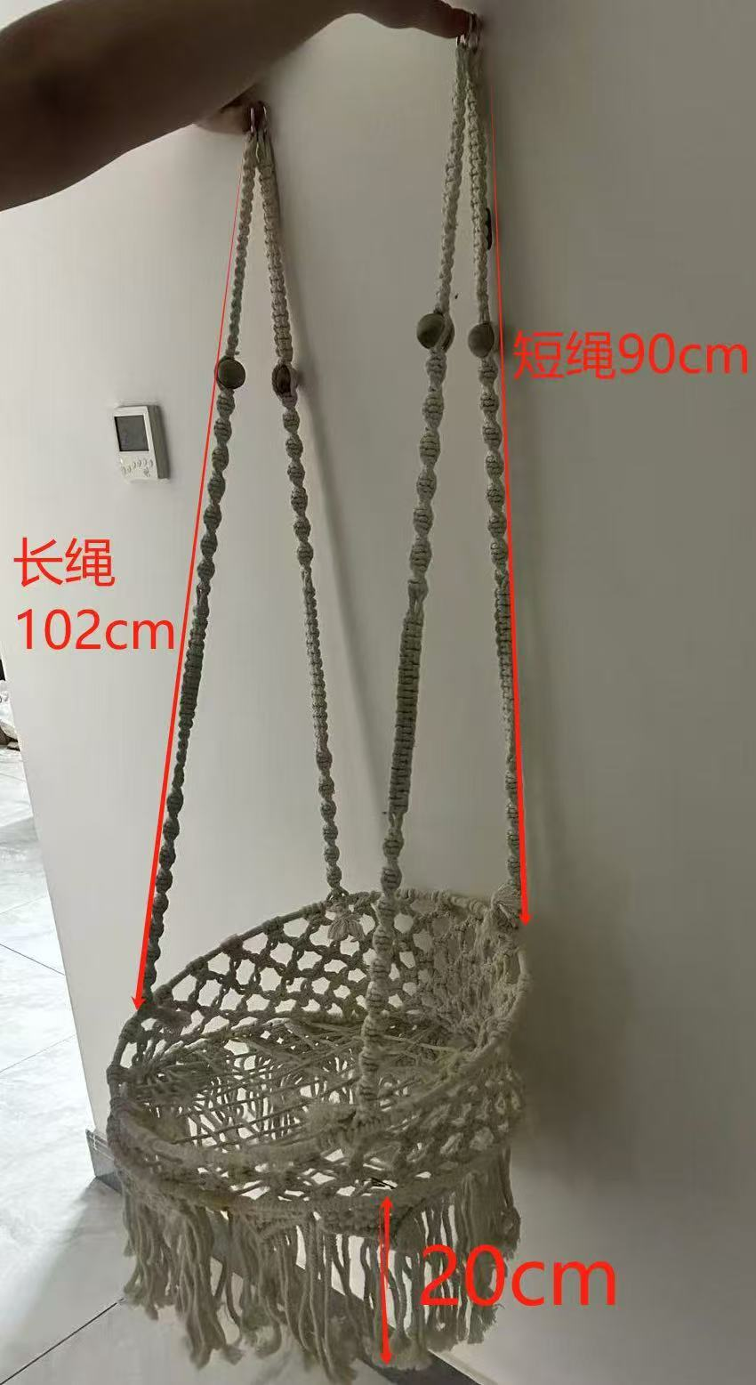 Bohemian-style woven hanging basket, tassel hanging basin, living room home decoration items