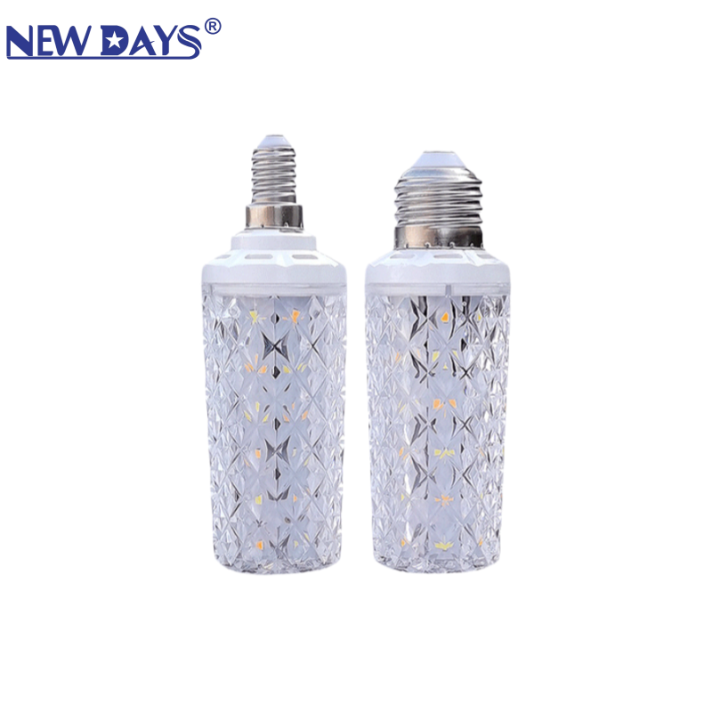 NEWDAYS品牌跨境新款水晶纹led灯泡，三色护眼防眩晕玉米灯，节能高亮E14E27螺口球泡led灯泡球