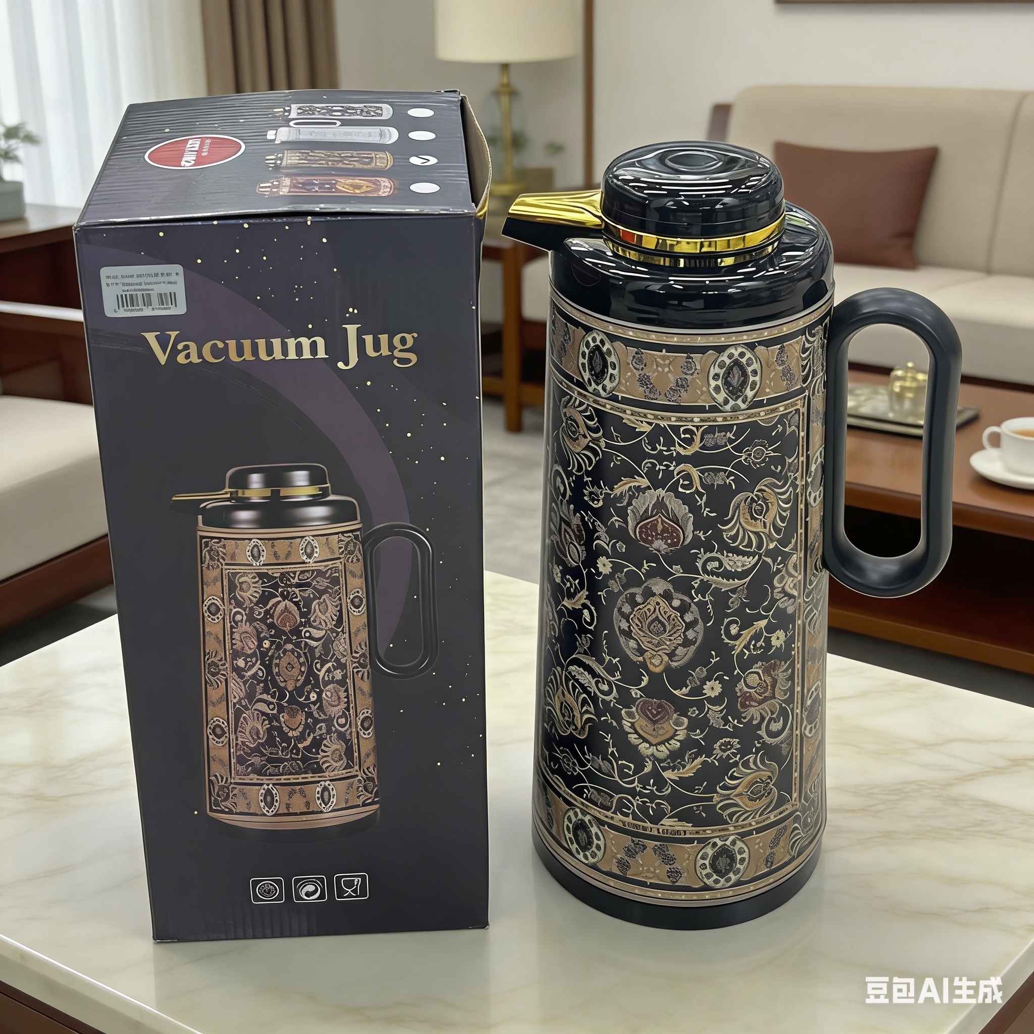 Light luxury European-style thermos flask, 1.9L household thermos flask, long-lasting thermos flask for entertaining guests, high appearance level thermos flask Application Scenario
