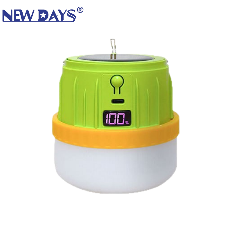 NEWDAYS品牌跨境新款太阳能DC5Vled灯泡户外露营灯，节能高亮长续航USB数显应急照明灯