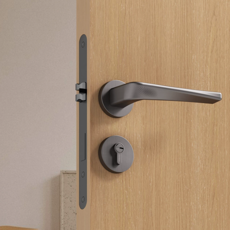 Haobao indoor silent door lock, bedroom magnetic lock, room household door handle, split double door, wooden door lock, gold color Item Picture