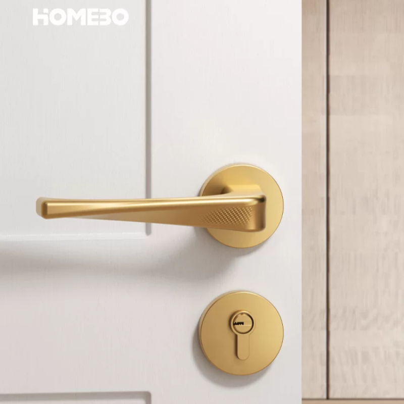 Haobao magnetic door lock, bedroom silent lock, modern indoor room, household door handle, split mechanical wood door lock, black Item Picture