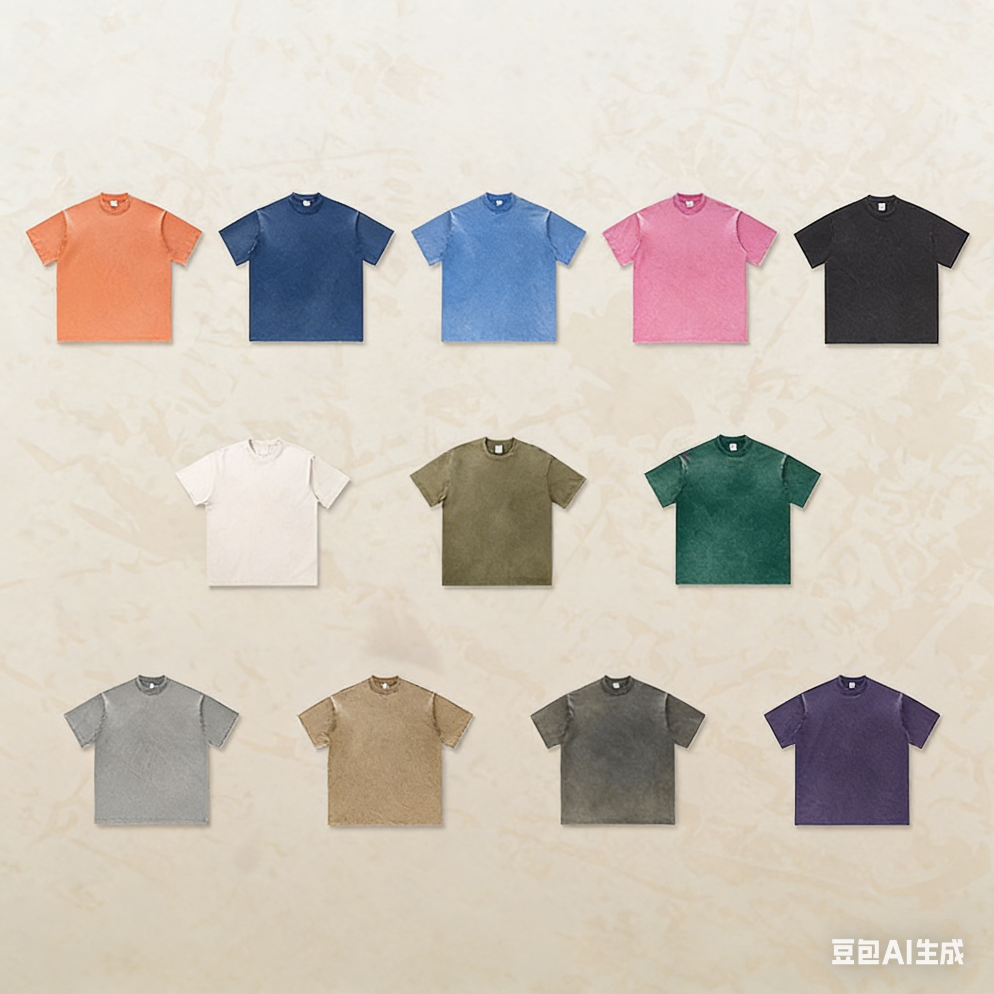 300G heavy-duty pure cotton washed T-shirt for men and women, summer retro vintage street loose American trendy brand short-sleeved custom