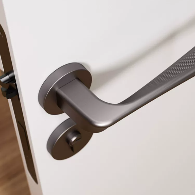Haobao magnetic door lock, bedroom silent lock, modern indoor room, household door handle, split mechanical wood door lock, black Specification image