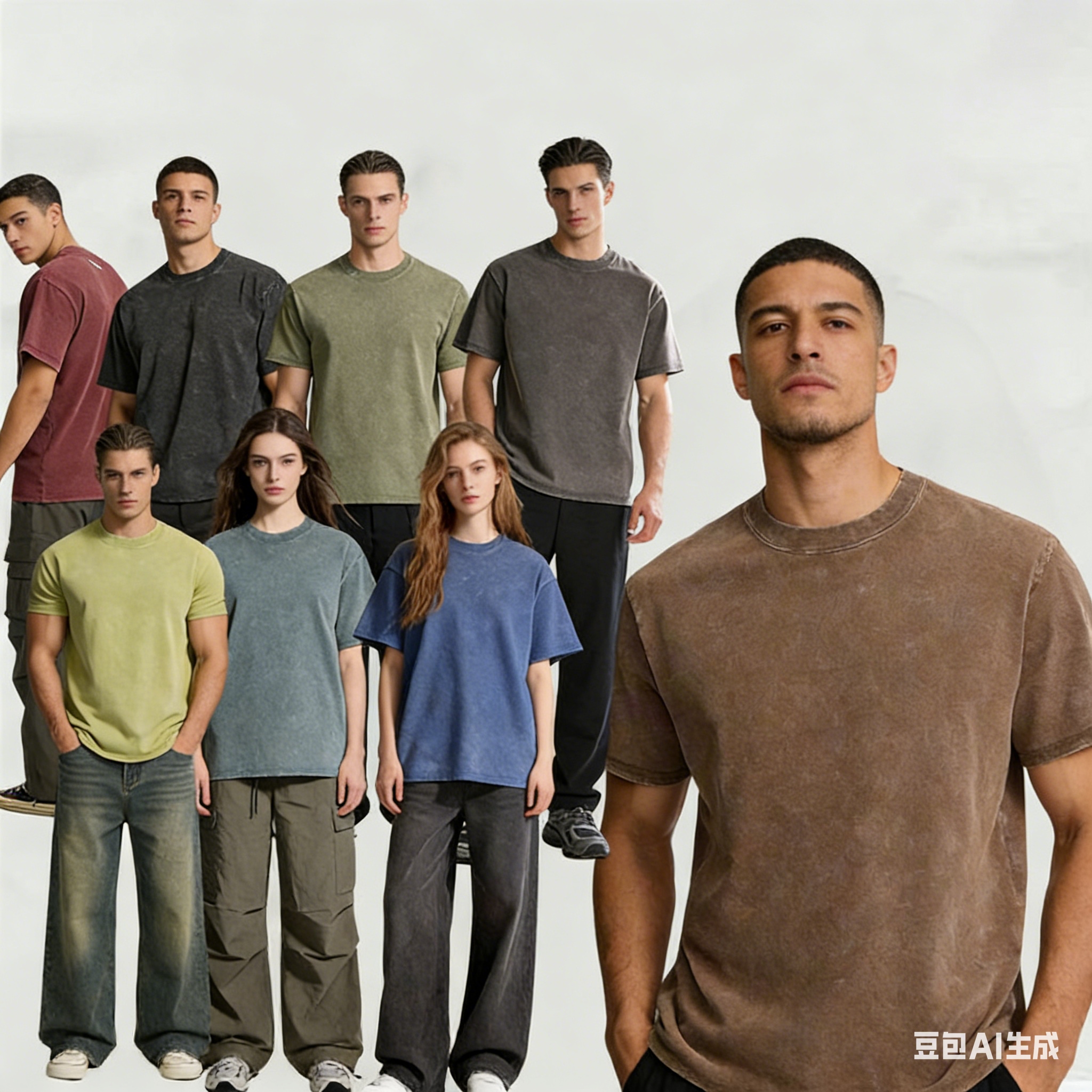 Amazon Cross-border Summer 280G washed and aged short-sleeved men's and women's trendy brand retro pure cotton large-sized American version T-shirts wholesale Application Scenario