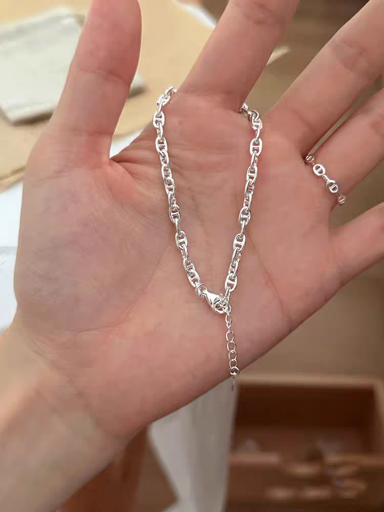 S990 Pure silver pig nose bracelet detail image 4