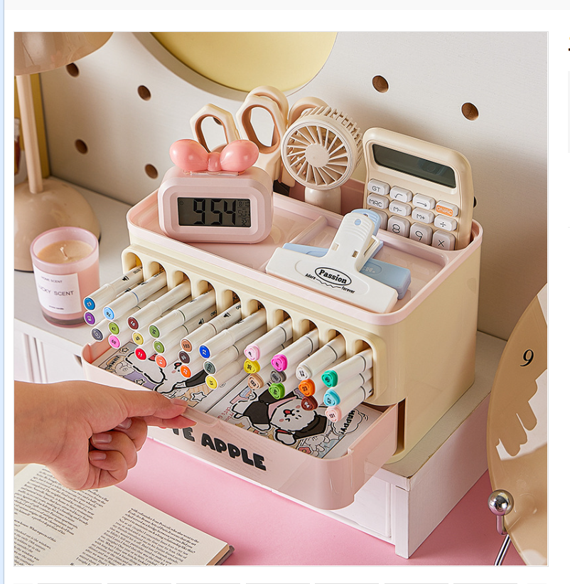 Marker pen holder, large capacity brush storage box, bookshelf, integrated desktop, student desk, children, girls, boys Specification image