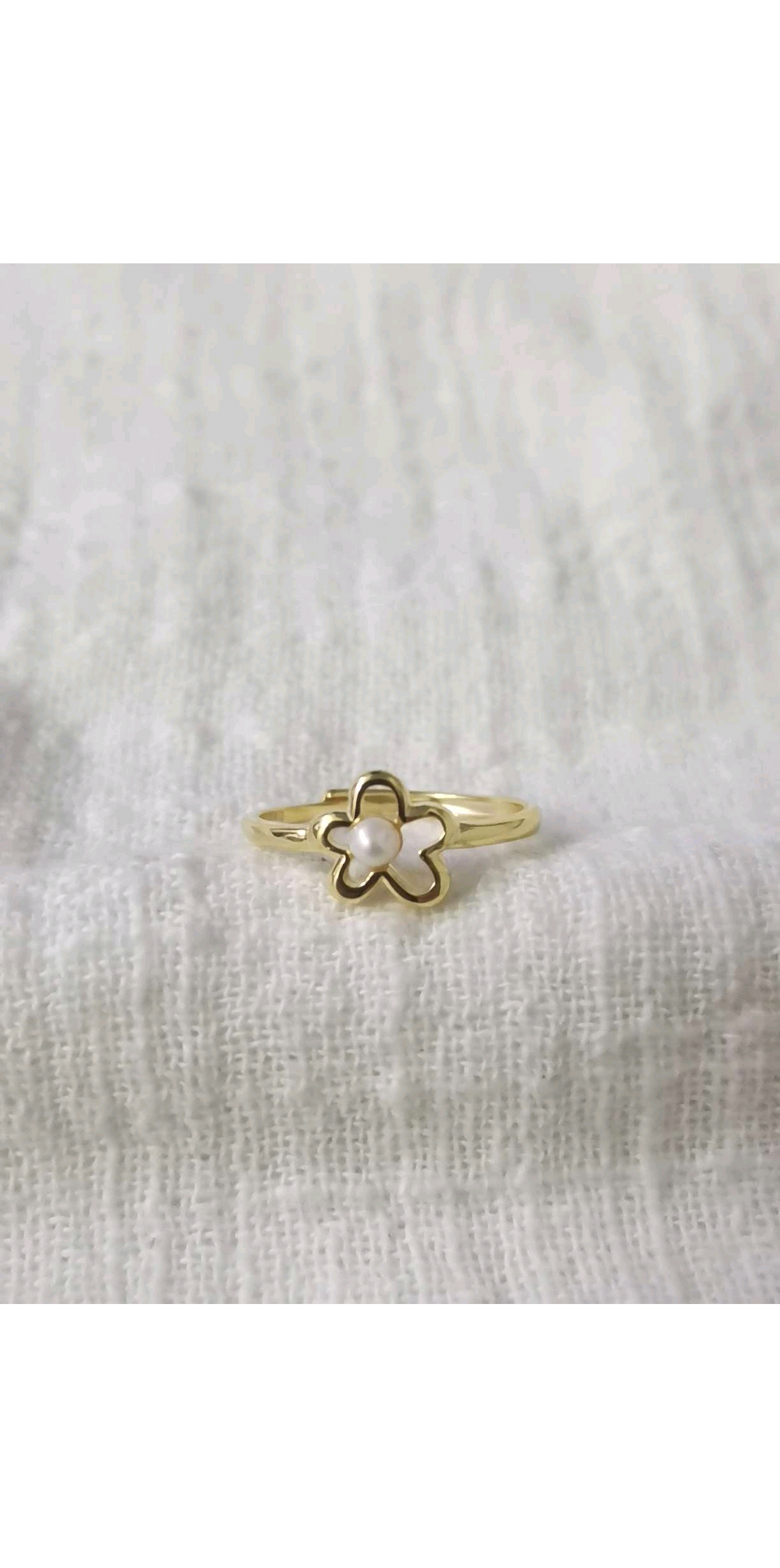 990 pure silver light luxury niche design index finger ring flower pearl ring for women details Picture