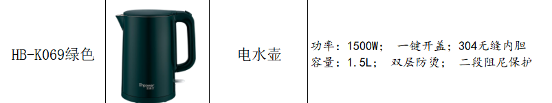 安博尔电热水壶厂家直销批发HB-K069详情1