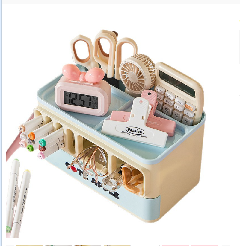 Marker pen holder, large capacity brush storage box, bookshelf, integrated desktop, student desk, children, girls, boys Item Picture
