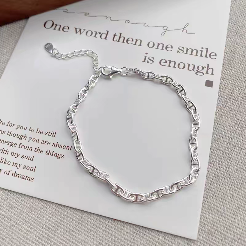 S990 Pure silver pig nose bracelet detail image 5