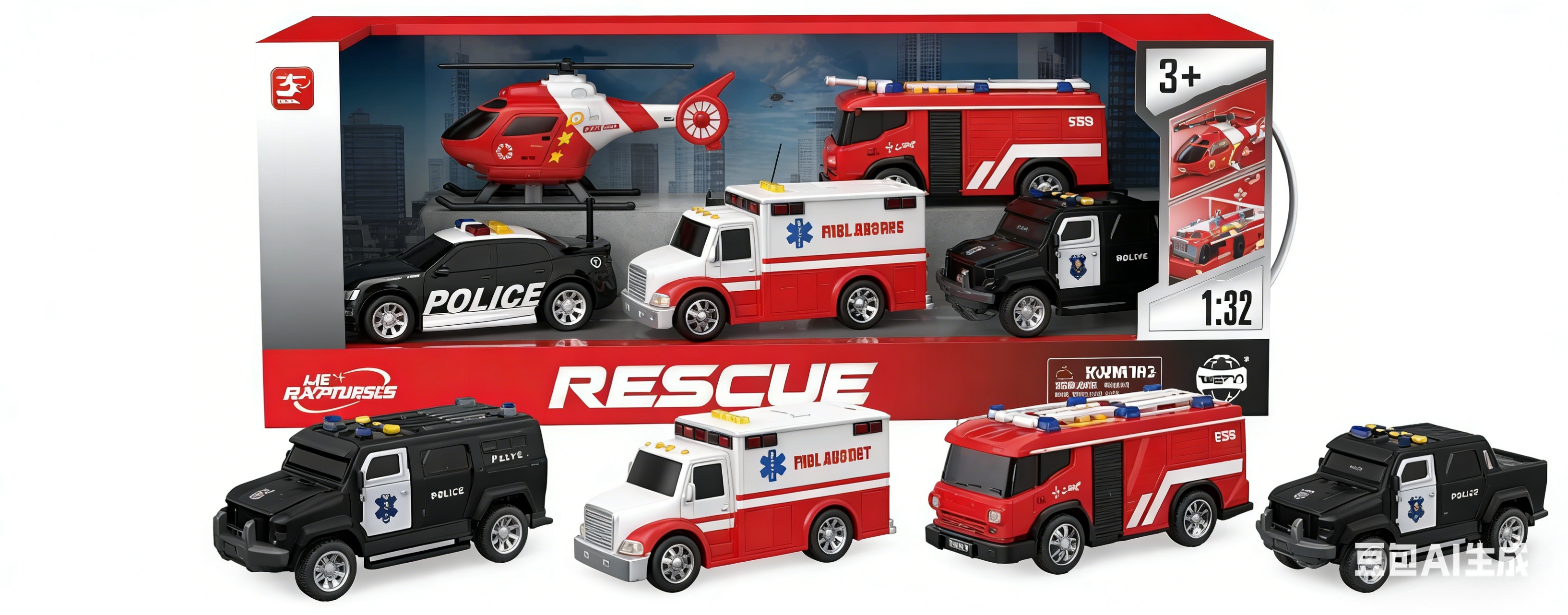 Arte y literatura WY1109A-5"1:32 inercia rescate traje (luz, sonido) "coche de policía coche de bomberos ambulancia helicóptero modelo de coche de aleación juguete modelo de coche de aleación Specification image