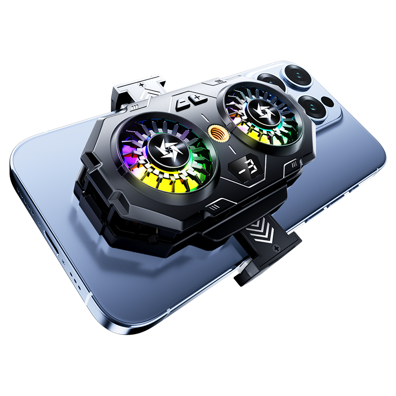 Dual-fan mobile phone cooler stand, video shooting, semiconductor cooling and temperature reduction, live streaming wonder with digital display heat dissipation Item Picture
