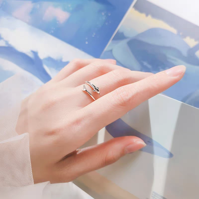 A pure silver dolphin ring detail image 2
