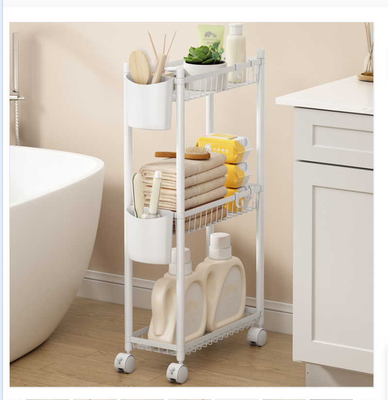 Multi-layer storage racks for bathroom and toilet Spaces, mobile floor-standing storage trolleys, specially designed for cross-border use Specification image