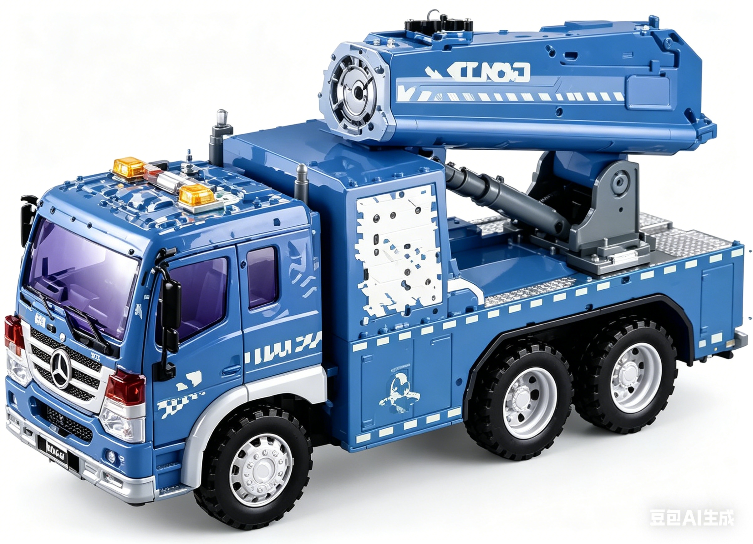 文艺WY352D1:16 惯性喷雾车（四键带灯光声音、喷雾功能）蓝色工程车玩具卡车汽车模型合金车模玩具车模模型