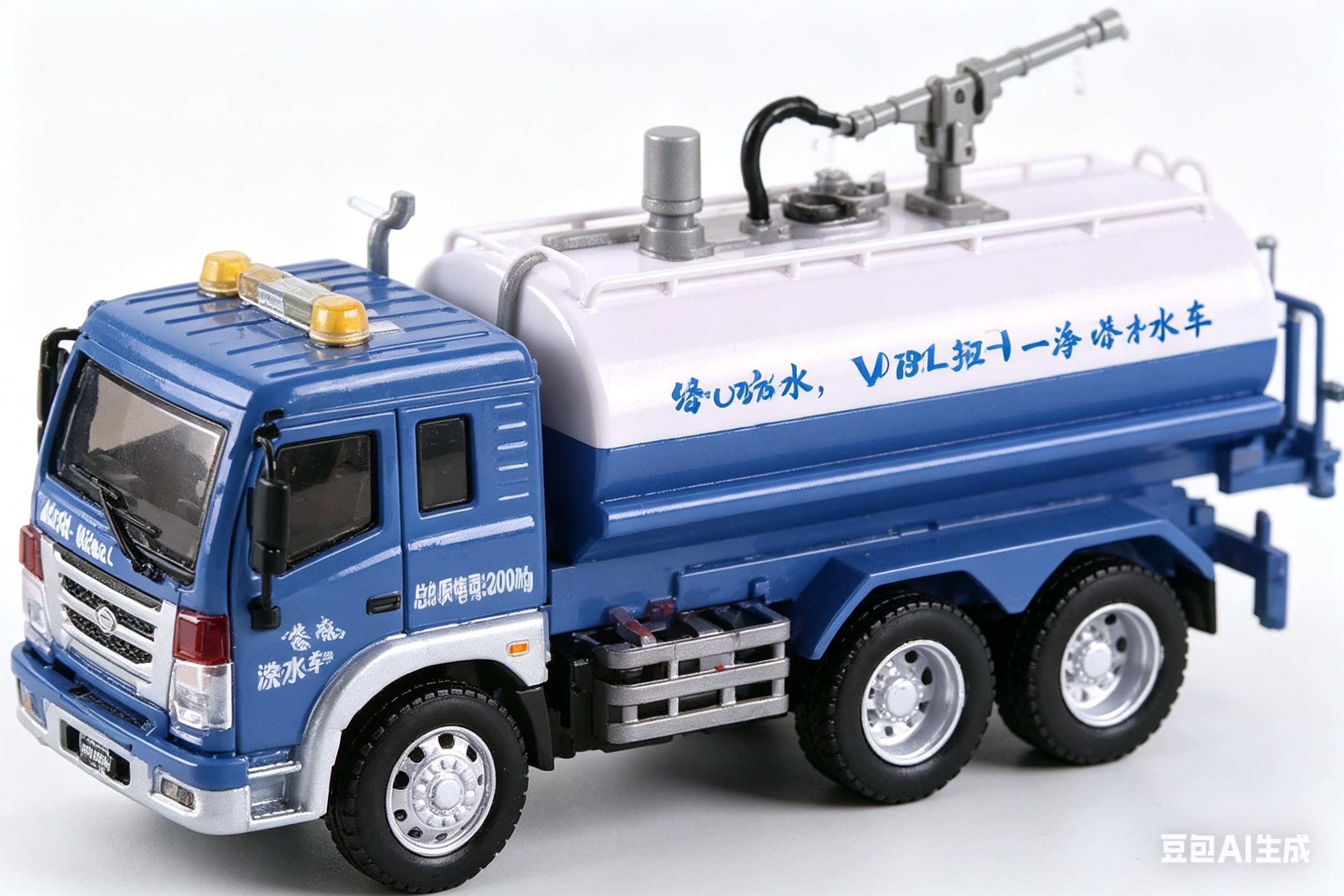 Artistic WY331A1:16 Inertial road Administration Vehicle (four-button with light, sound and water spray functions) Blue oil tanker model, toy truck, car model, alloy car model
