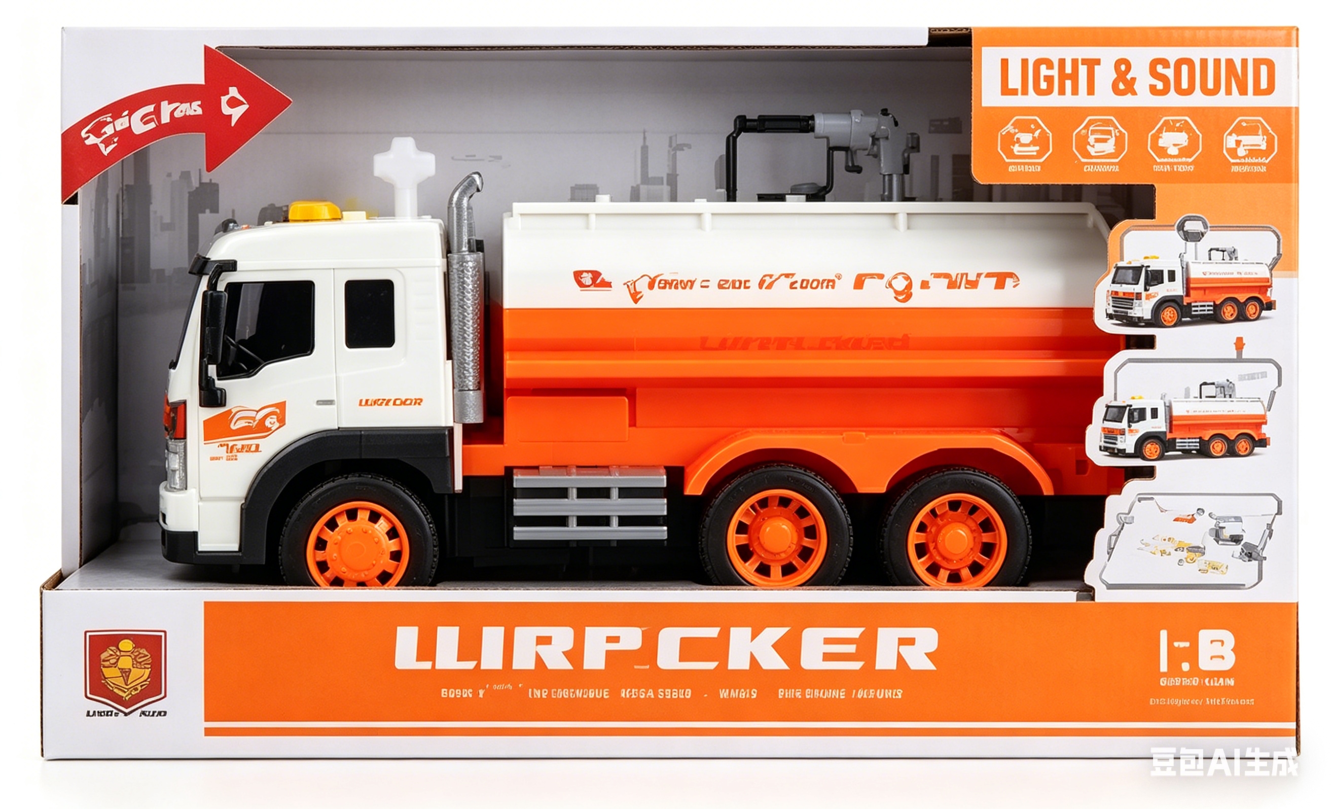 Arte y letras WY331D1:16 inercia coche de carretera (cuatro teclas con luces y sonido, función de rociamiento de agua) juguete del modelo del coche de la aleación camión modelo del coche modelo del coche 1:16 escala juguete de la simulación Application Scenario