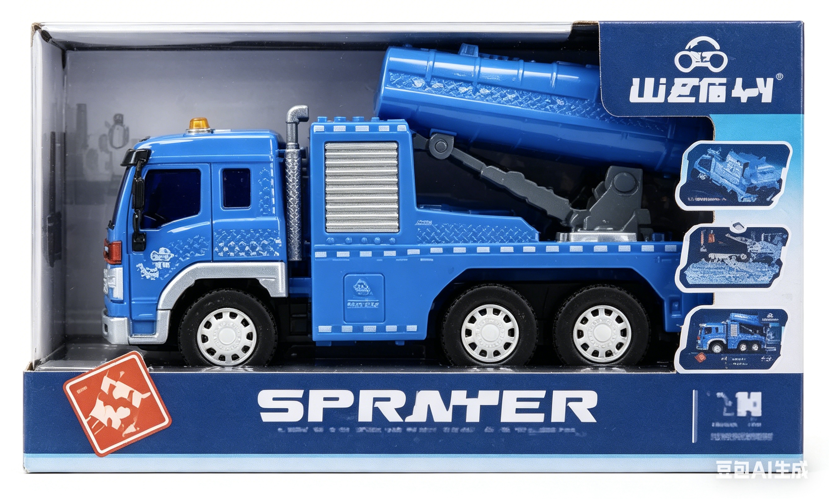 Literary and artistic WY352D1:16 Inertial spray Car (four-button with light, sound and spray function) Blue engineering vehicle Toy truck car model Alloy car model toy car model Application Scenario